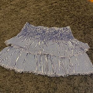 Aerie ruffle tiered striped elastic mini skirt size Large